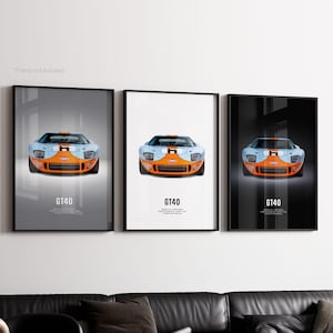 Ford GT40 Mk1 Le Mans - Car Poster Print | Automotive Wall Art | Car Lover Gift | Wall Art for Kids, Boys Room, Home Office