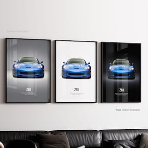 シボレー コルベット ZR1 C6 - 車のポスタープリント | 自動車の壁アート | 車好きへのギフト | 子供、男の子の部屋、ホームオフィス用の壁アート