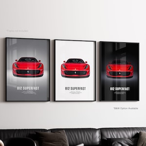 Ferrari 812 Superfast - Car Poster Print | Automotive Wall Art | Car Lover Gift | Wall Art for Kids, Boys Room, Home Office