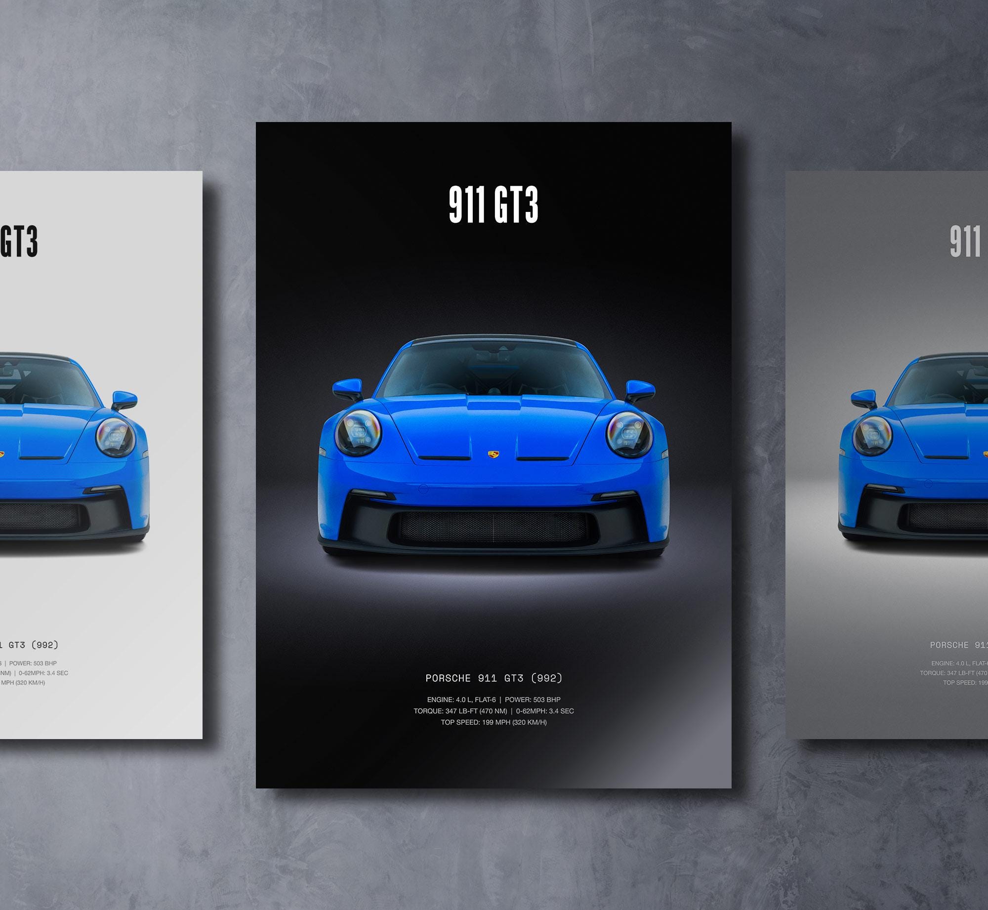Affiche Porsche 911 GT3 - Format A3 (297x420 Mm) - Design Pop Art Rétro