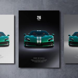 Ferrari 296 Speciale - Car Poster Print | Automotive Wall Art | Car Lover Gift | Wall Art for Kids, Boys Room, Home Office