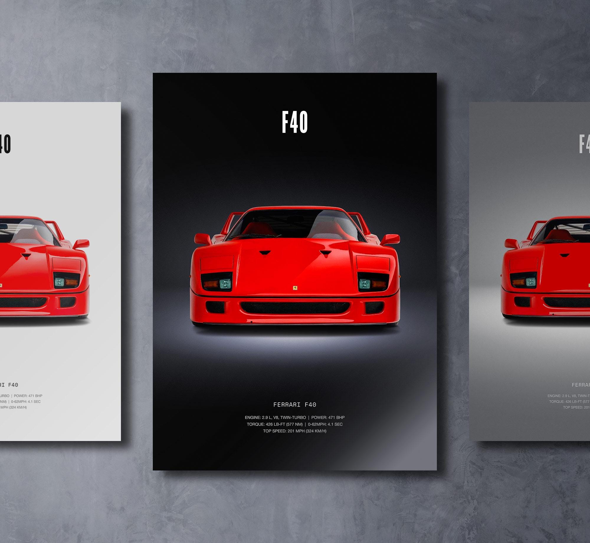 Ferrari F40 - Car Poster Print | Automotive Wall Art | Car Lover