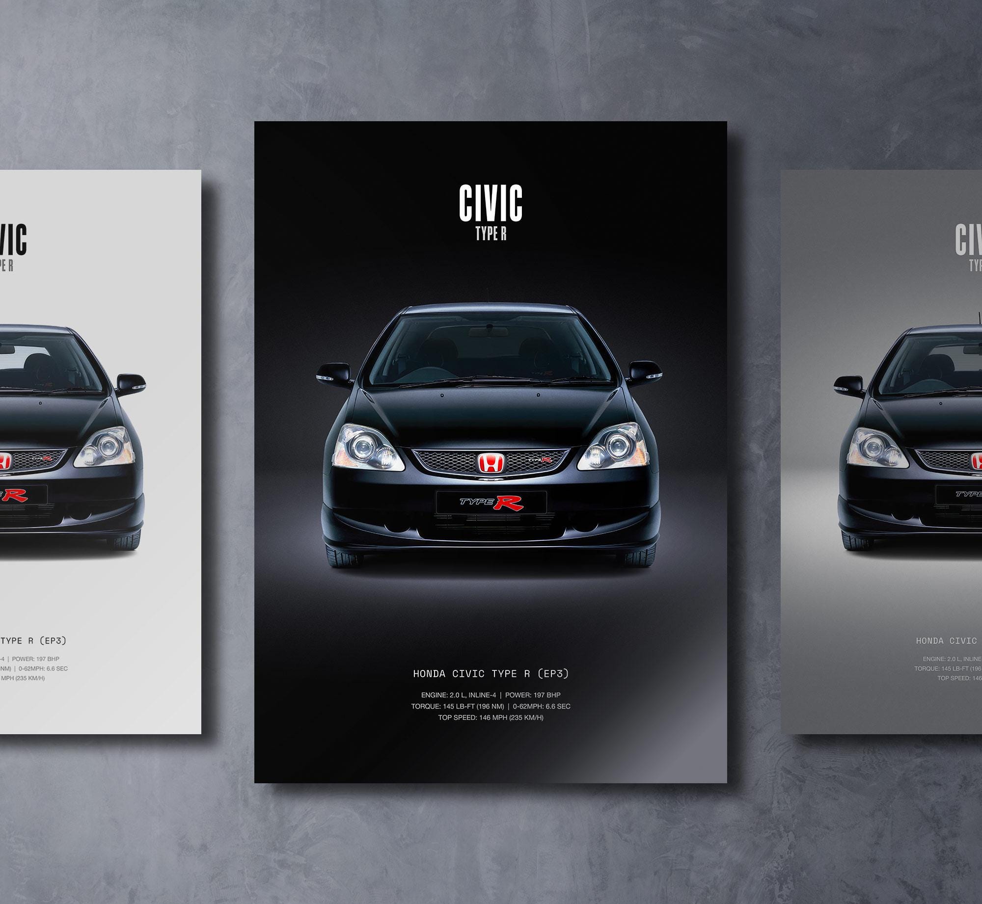 Honda Civic Type R Ep3 - Car Poster Print | Automotive Wall Art