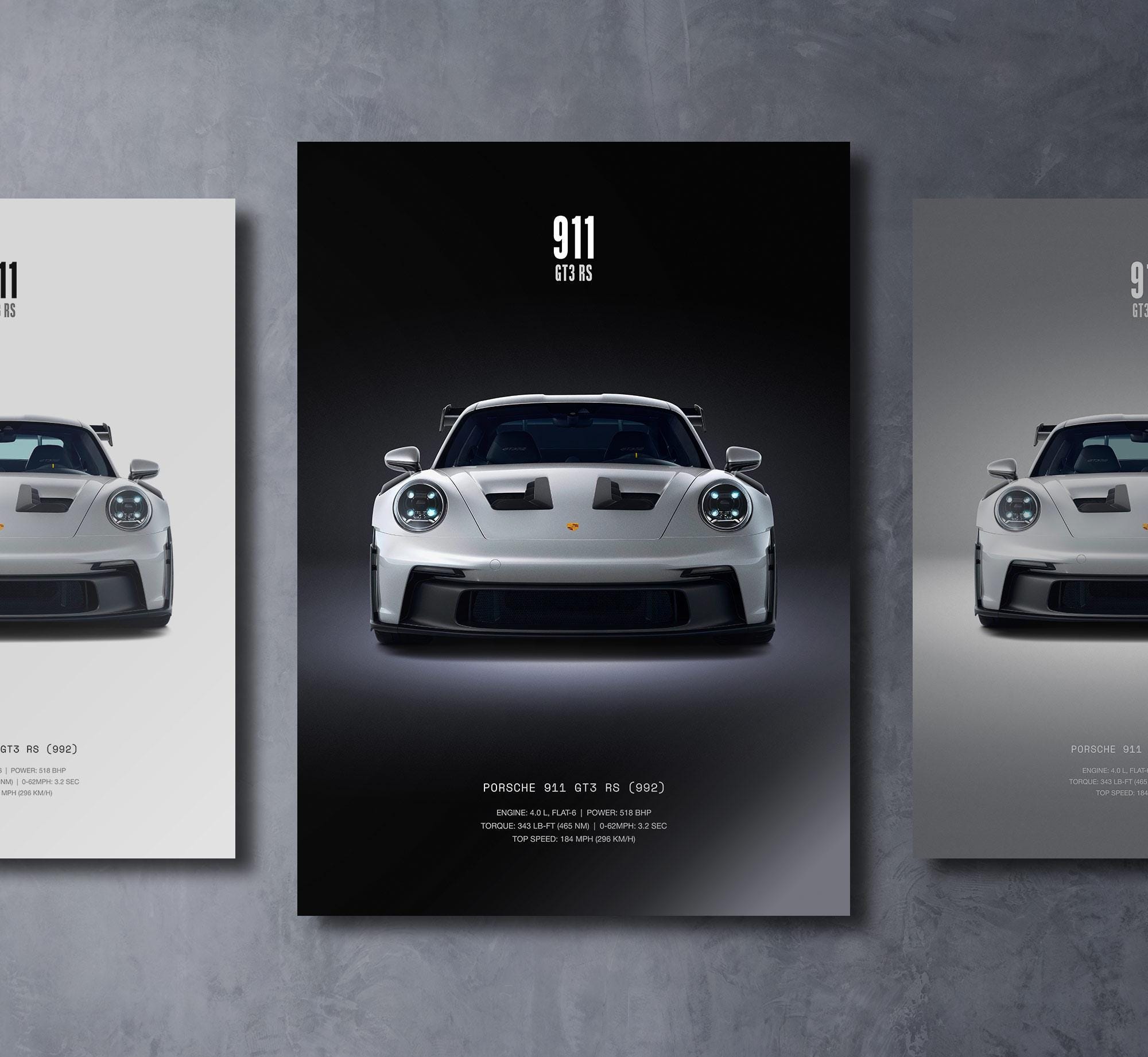 911 GT3 RS (992) - 車のポスタープリント | 自動車のウォールアート 
