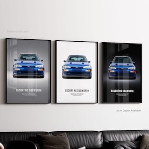 Ford Escort RS Cosworth - Poster auto / Arte murale automobilistica / Regalo per amanti delle auto / Arte murale per bambini, cameretta dei ragazzi, ufficio a casa