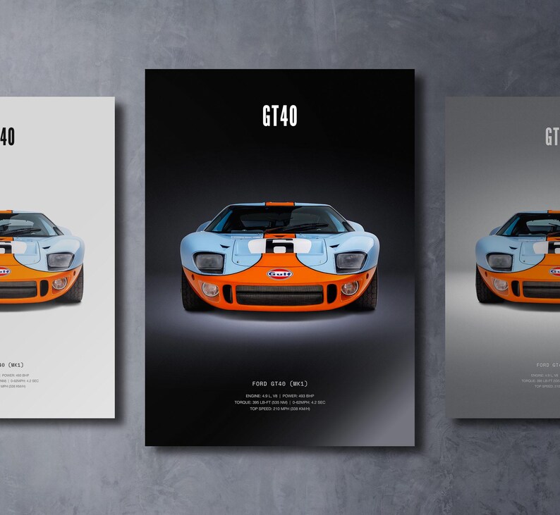 Ford GT40 Mk1 Le Mans - Car Poster Print | Automotive Wall Art | Car ...