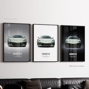 Chevrolet Corvette Stingray C8 - Poster auto / Arte murale automobilistica / Regalo per amanti delle auto / Arte murale per bambini, cameretta dei ragazzi, ufficio a casa
