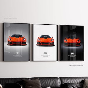 Chevrolet Corvette ZR1 C7 - Car Poster Print | Automotive Wall Art | Car Lover Gift | Wall Art for Kids, Boys Room, Home Office