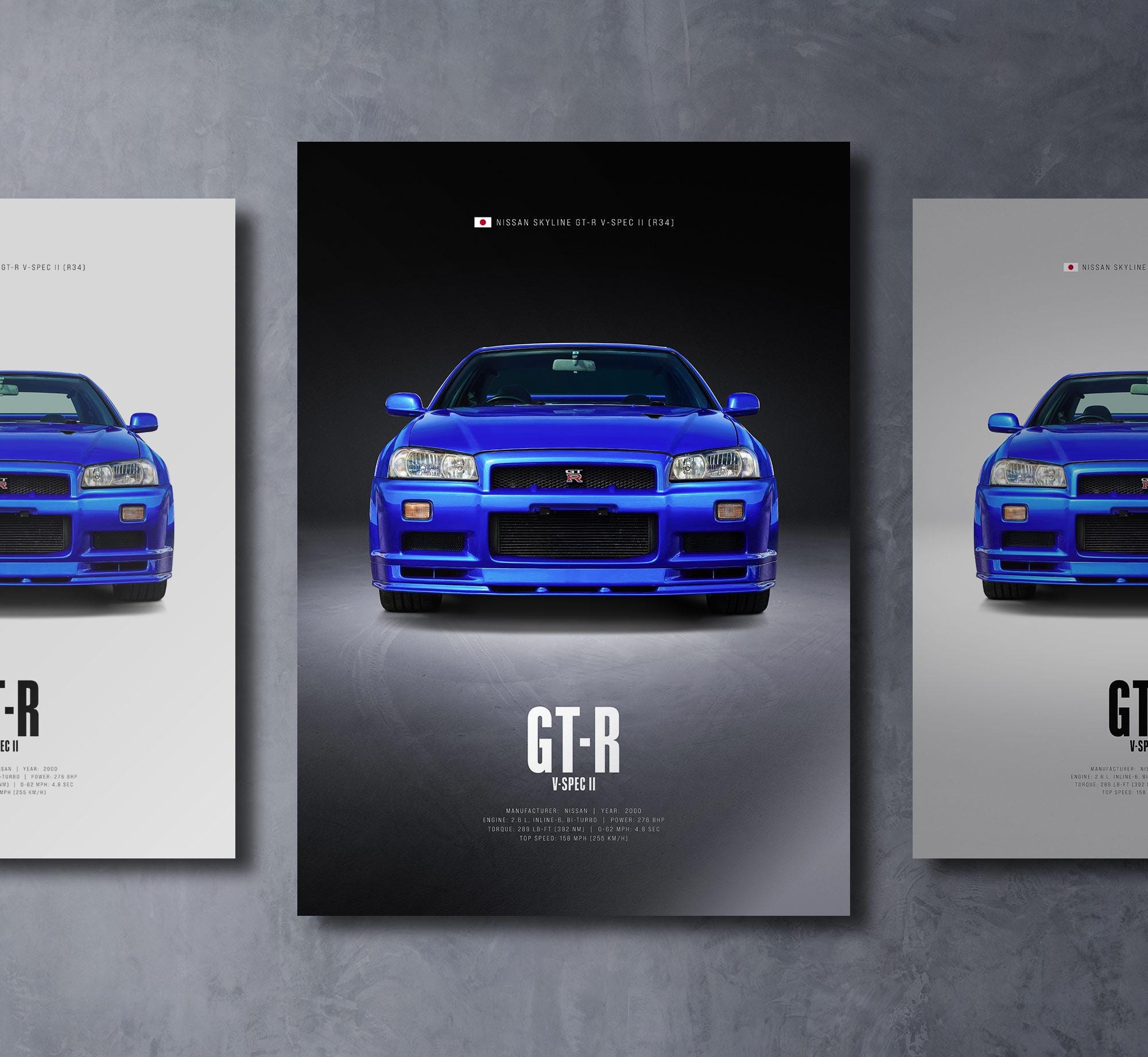 Nissan Skyline GT-R V-spec II R34 - Car Poster Print | Automotive