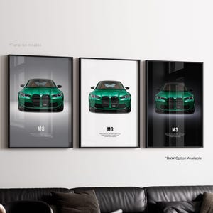 BMW M3 G80 - Poster auto / Arte murale automobilistica / Regalo per amanti delle auto / Arte murale per bambini, cameretta dei ragazzi, ufficio a casa
