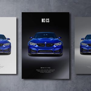 BMW M3 CS F80 - Póster de coche / Arte mural automotriz / Regalo para amantes de los coches / Arte mural para niños, habitación de niños, oficina en casa