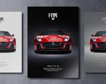 Jaguar F-Type SVR - Car Poster Print | Automotive Wall Art | Car Lover Gift | Wall Art for Kids, Boys Room, Home Office