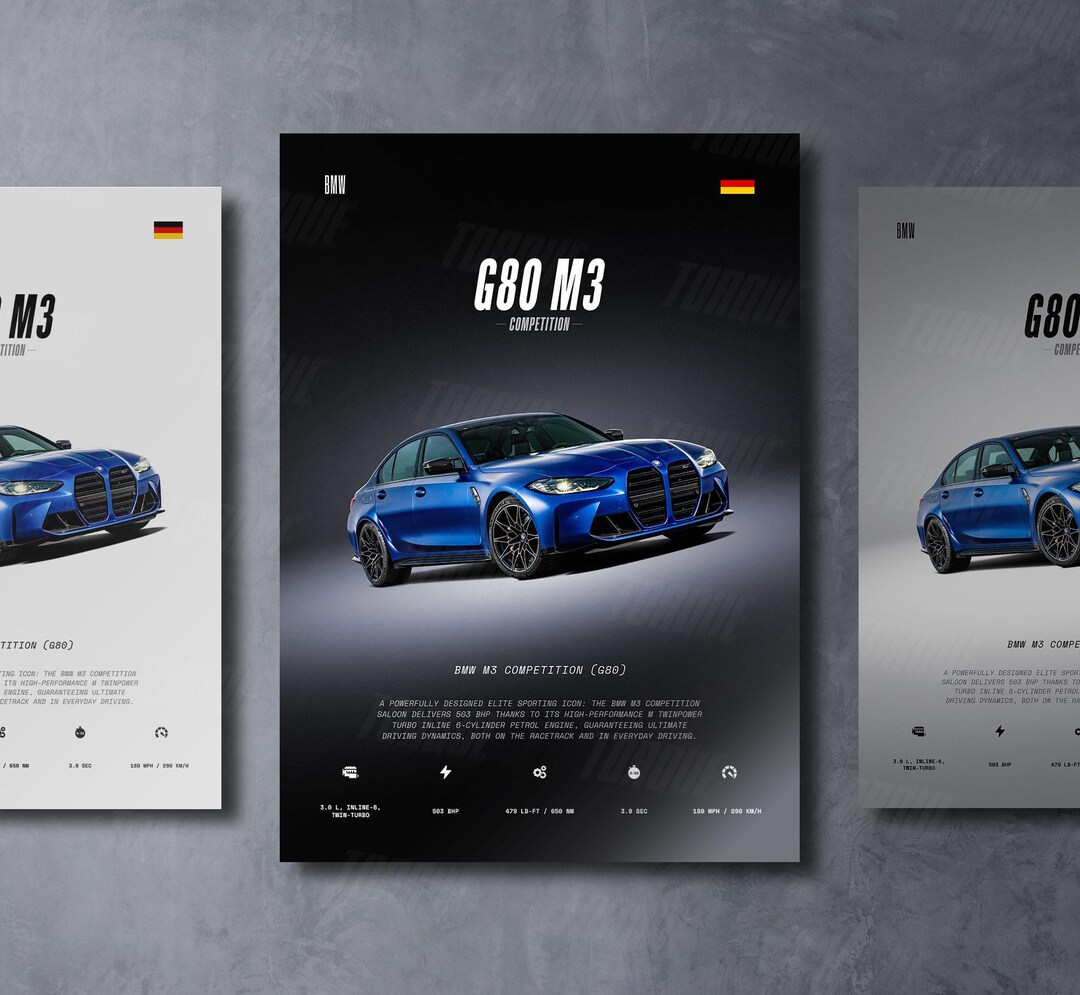 BMW G80 M3 Competition - Car Poster Print | Automotive Wall Art | Car ...