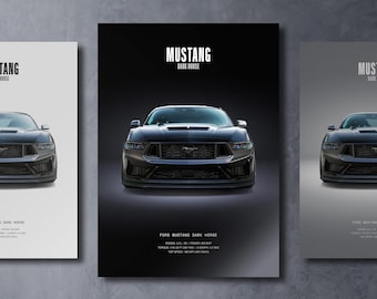Ford Mustang Dark Horse - Car Poster Print | Automotive Wall Art | Car Lover Gift | Wall Art for Kids, Boys Room, Home Office