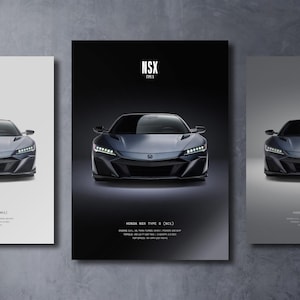 Póster de coche Honda NSX Type S NC1, decoración de pared automotriz, regalo para amantes de los coches, decoración de pared para niños, habitación de niños y oficina en casa.