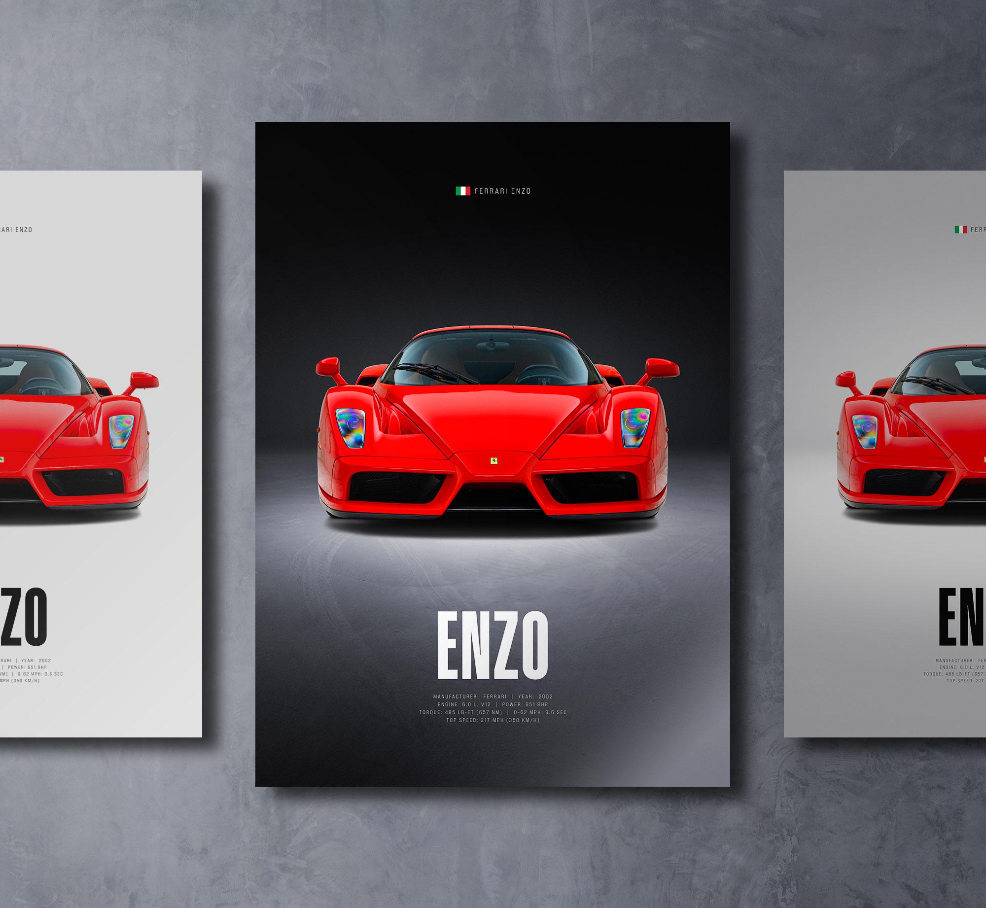 Enzo Ferrari グラフィックアート① Ferrari Enzo - Car Poster Print | Automotive Wall Art | Car Lover