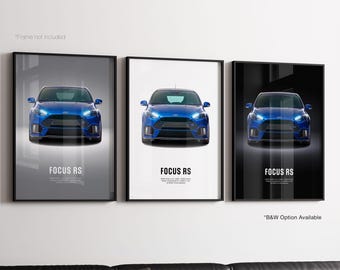 Ford Focus RS Mk3 - Car Poster Print | Automotive Wall Art | Car Lover Gift | Wall Art for Kids, Boys Room, Home Office