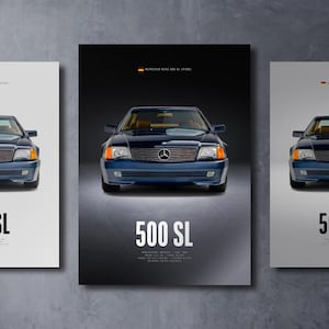 Mercedes 500 SL R129 - Car Poster Print | Automotive Wall Art | Car Lover Gift | Wall Art for Kids, Boys Room, Home Office