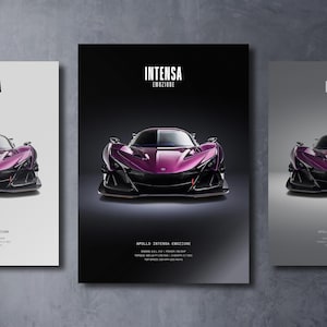 Apollo Intensa Emozione - Pôster de Carro | Arte de Parede Automotiva | Presente para Amantes de Carros | Decoração de Parede para Quarto Infantil, Quarto de Meninos, Escritório em Casa
