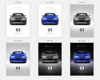 Nissan Skyline GT-R V-spec II R34 - Car Poster Print | Automotive