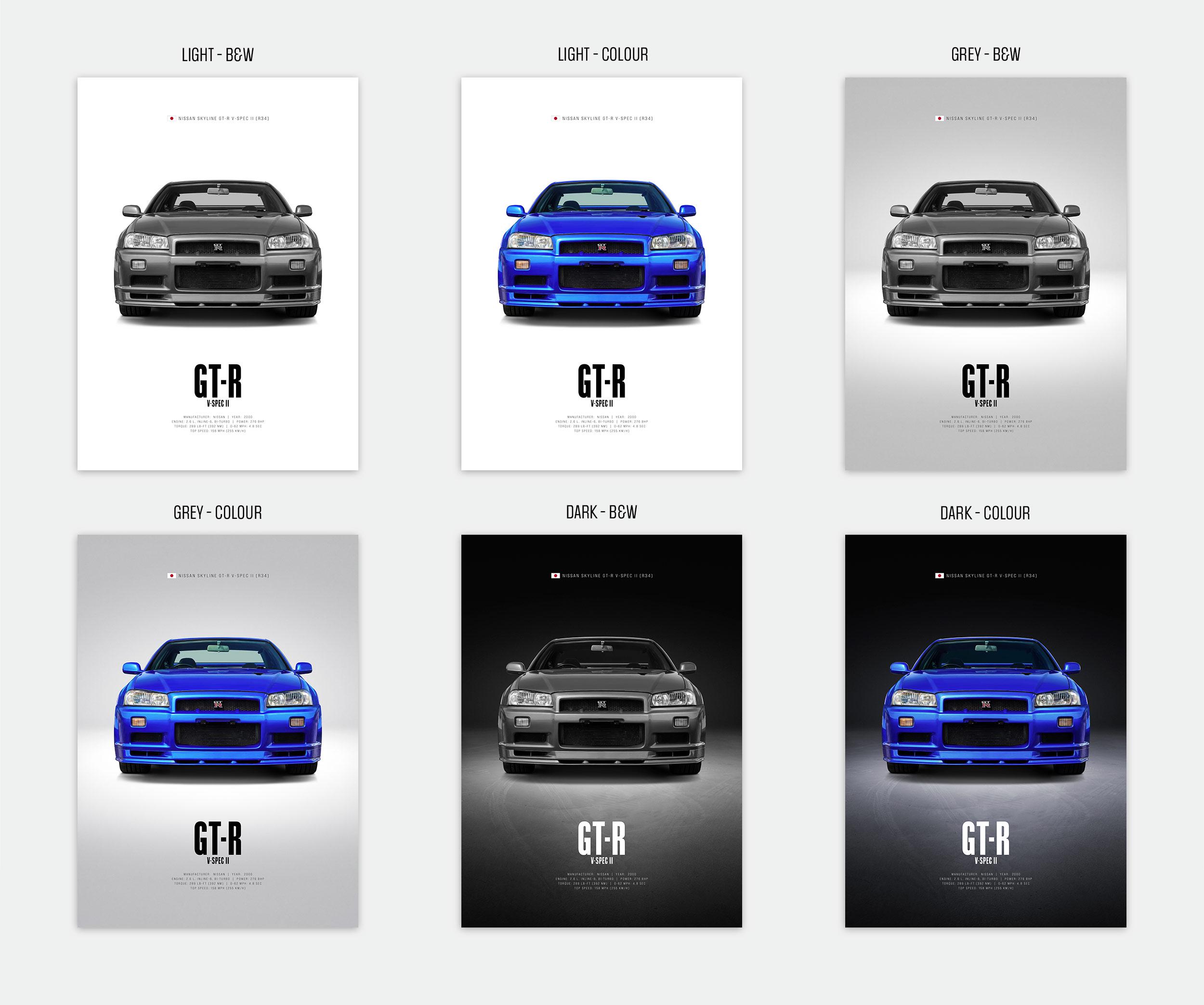 Nissan Skyline GT-R V-spec II R34 - Car Poster Print | Automotive