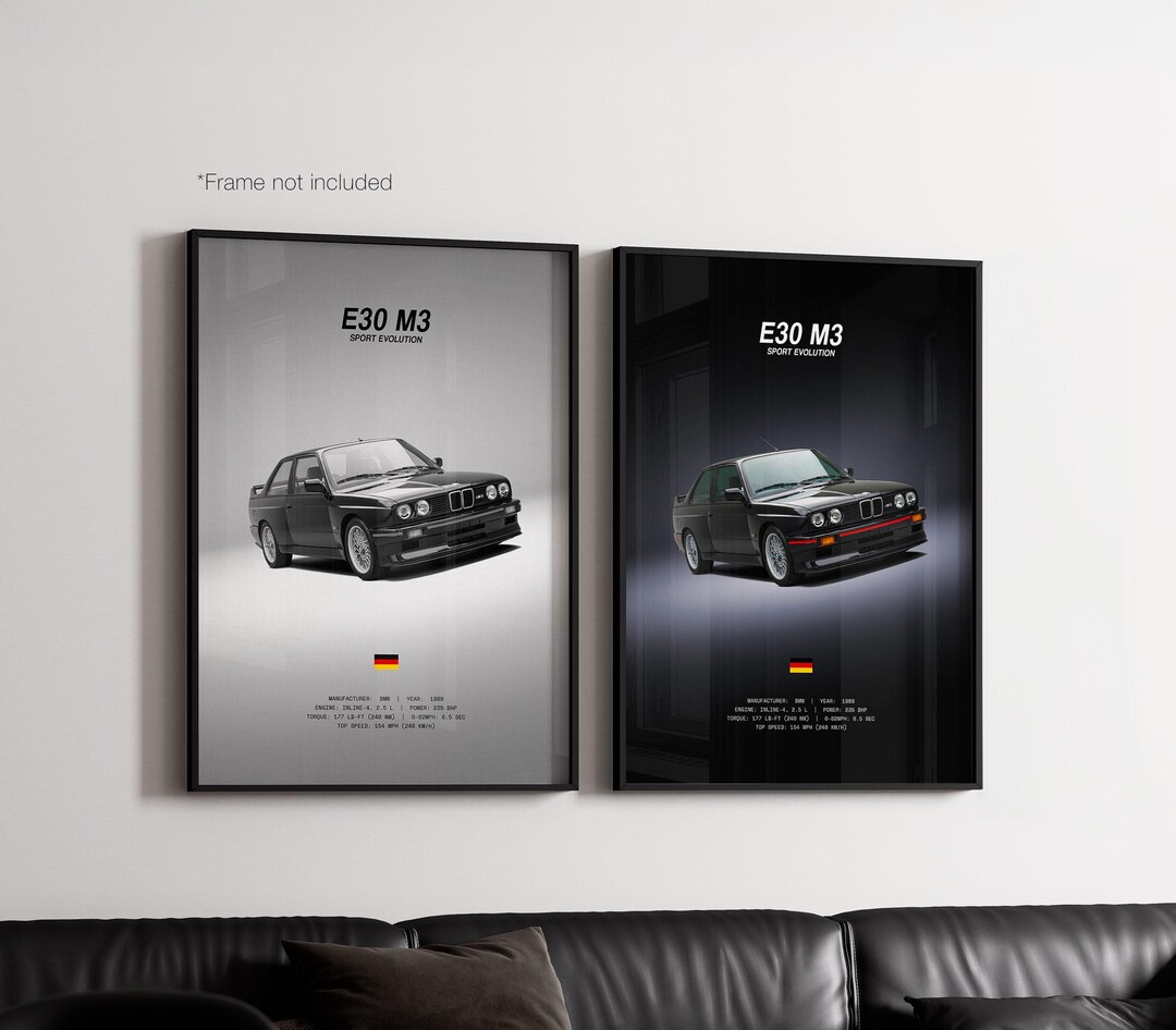 BMW E30 M3 Sport Evolution - Car Poster Print | Automotive Wall Art ...