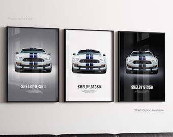 Ford Mustang Shelby GT350 - Car Poster Print | Automotive Wall Art | Car Lover Gift | Wall Art for Kids, Boys Room, Home Office