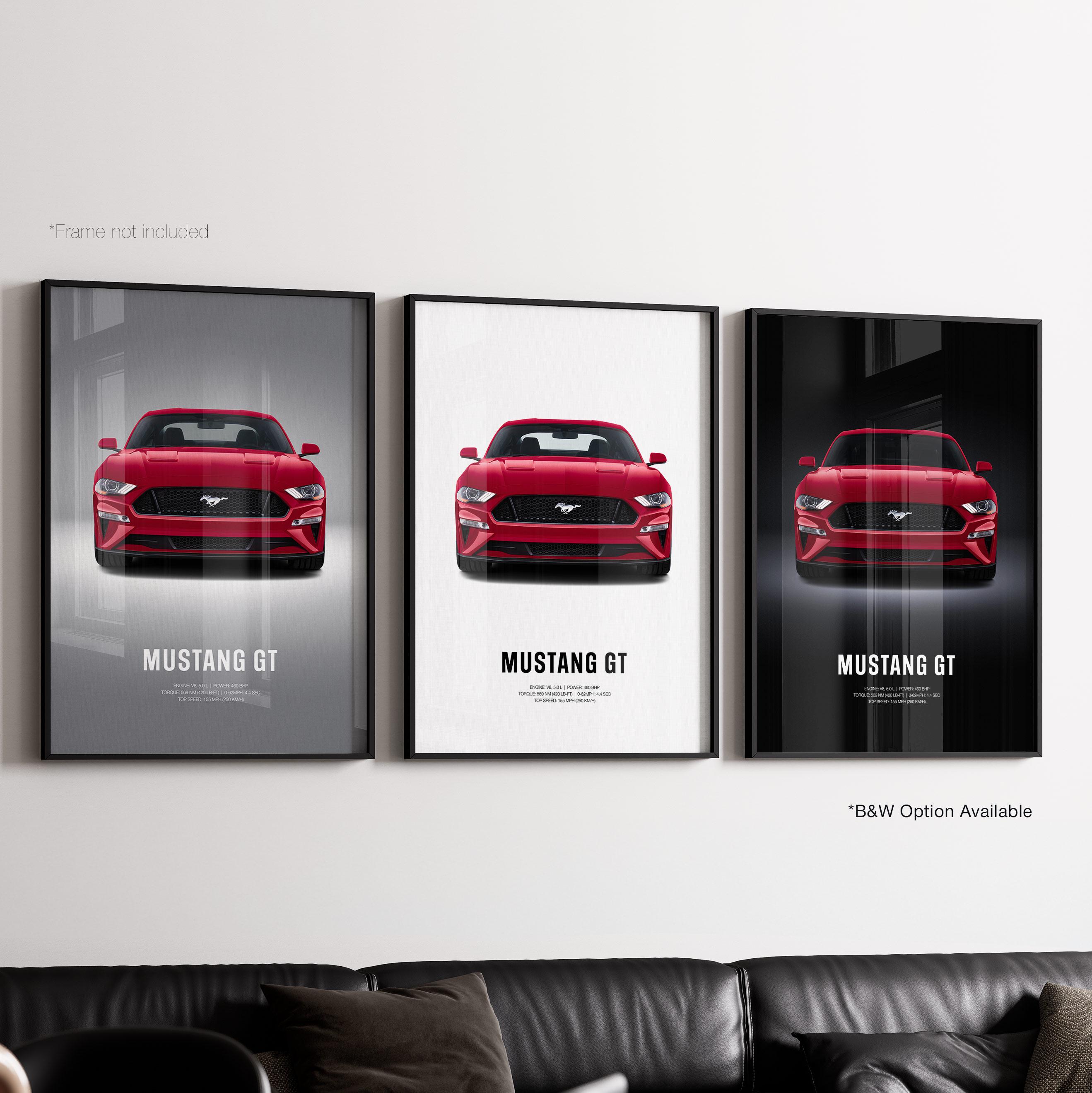 Ford Mustang GT Gen 6 - Car Poster Print | Automotive Wall Art | Car Lover Gift | Wall Art for Kids, Boys Room, Home Office