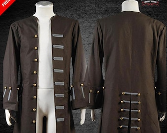 Handgefertigter Captain Jack Sparrow Mantel: Pirat Cosplay Kostüm