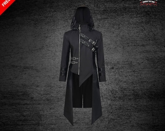 Herren Steampunk Mantel Gothic Jacke Leder Tailcoat Halloween Kostüm - Handgemacht