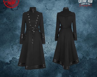 Handmade Gothic Military Long Coat: Women's Steampunk Halloween Costume