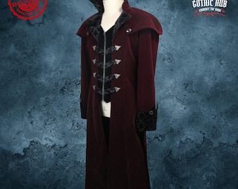 Men's Gothic Velvet Coat: Handmade Shawl Collar Steampunk Jacket