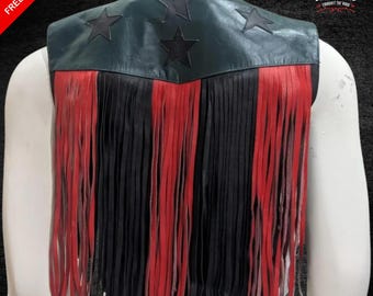 Genuine Leather Fringe Vest: Unisex Western Boho Style