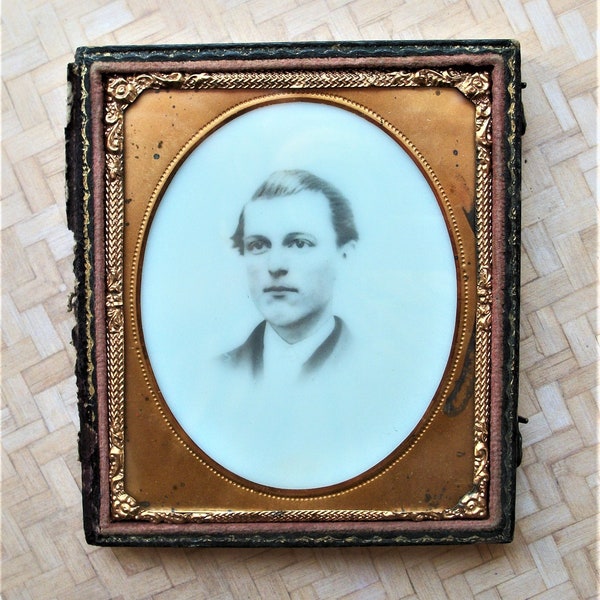 Opalotype Portrait ~ Framed in 3.5 x 3.25 Case ~ Opaltype, Opaline Gentleman