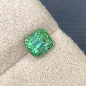 Green Tourmaline loose Gemstone, Natural Green Tourmaline, Faceted Cushion Cut, Jewelry Making, Afghanistan Tourmaline, 2 Carat