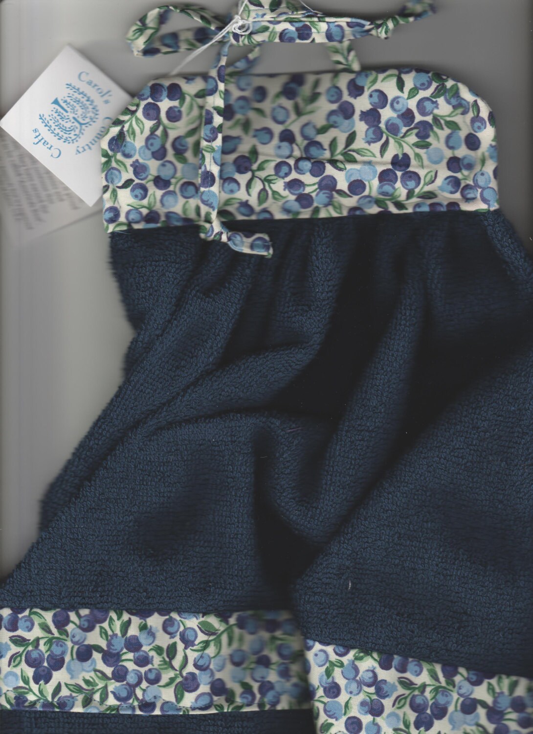 1 blueberry Kitchen Tie Towel The towel is Navy blue Made in Etsy