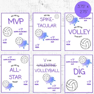 Cartões de Vôlei de São Valentim, Cartões de Esportes de São Valentim para Imprimir, Cartões de Dia dos Namorados em Sala de Aula, Cartões de Vôlei de São Valentim para Crianças, Download Instantâneo
