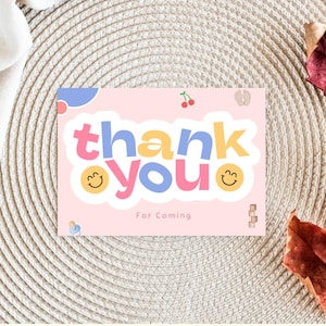 Thank You Card Template, Editable Thank you Card, Printable Thank You Card, Editable Baby Thank You Card Thanks For Coming Card