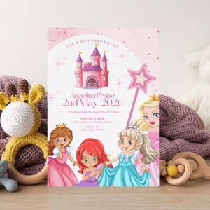 Royal Princess Magical Birthday Party Invite, Editable Digital Template, Instant Download, Girl's Birthday Party Invite, Canva Editable