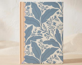 Personalized Journal with Name, Coastal Botanical Notebook, Custom Name Spine Journal, Scalloped Spine Preppy Floral Bridesmaid Gift