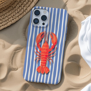 iPhone 16 Case Fisherman Aesthetic Nautical Pattern Gift Lobster Case iPhone 15 Pro Max Summer Phone Case for iPhone 16 Coastal Print Case