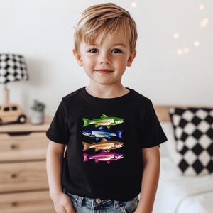 Colorful Trout Toddler Shirt: Abstract Fish Tee, Fishing With Dad