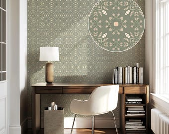 Eclectic Floral Removable Wallpaper Sophisticated Earth Tone Maximalist Pattern for Accent Wall Office