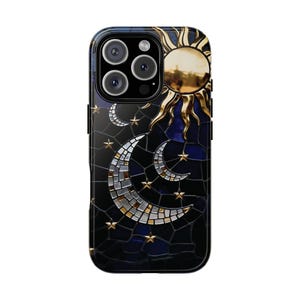 Stained glass inspired celestial phone case for iPhone and Samsung