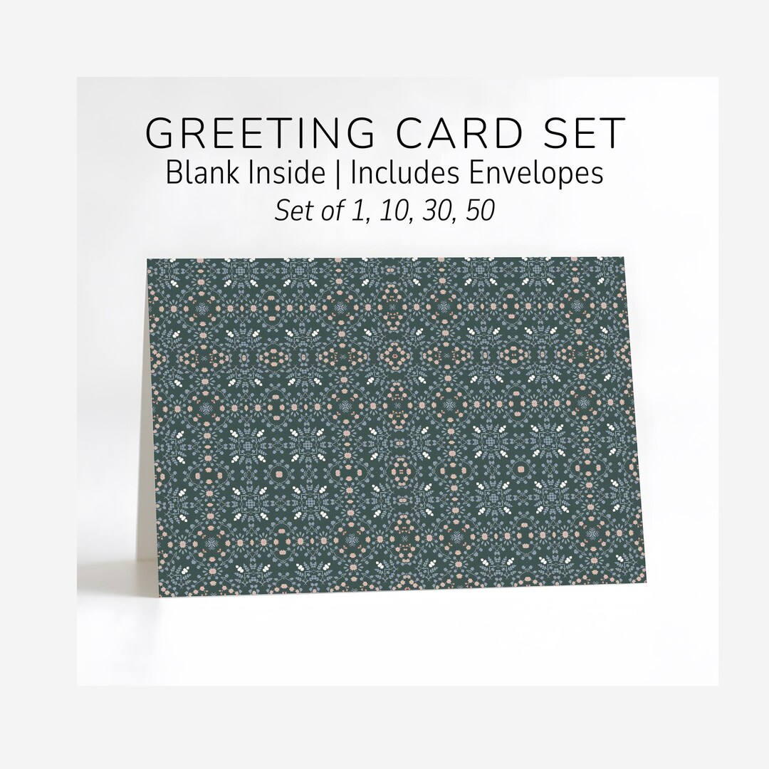 Dark Floral Greeting Card Set Blank Inside Maximalist Thank You Note - Etsy