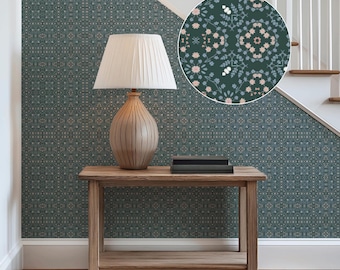 Moody Dark Floral Wallpaper Peel Stick Wallpaper Maximalist Home Decor Entryway Accent Wall Decor Dark Flower Pattern Removable Wallpaper