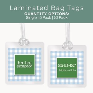 ID Tag Kids Custom Name for Back to School Laminated Square Tag for Backpack School Sports Luggage Tag Custom Tag for Kids or Travel Use