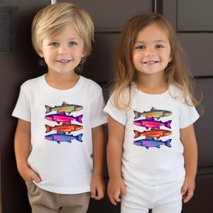 Colorful Fish Toddler Tee: Retro 90s Kids Shirt