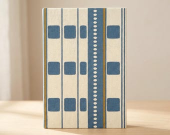 Kustlinnen dagboek neutraal esthetisch notitieboek, blauwe streep stoflook dagboek, minimalistisch cadeau voor haar, getijdenweefgetouwcollectie