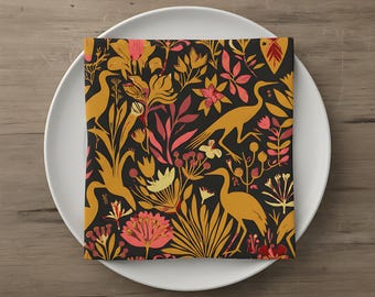Elegant Botanical Cotton Twill Napkins Floral Cloth Napkins for Wedding Table Decor Eco Friendly Luxury Dinner Entertaining